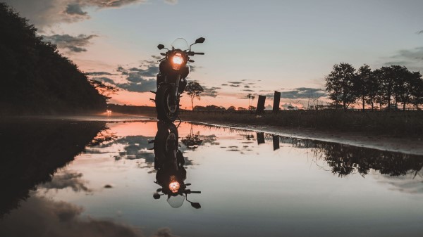 Motorcycle Sunset Reflection Wallpaper