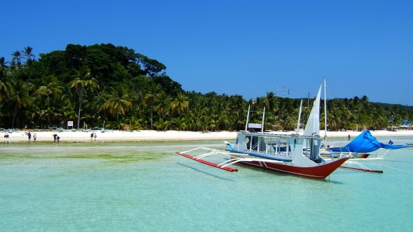 Tropics Beach Boat Sk wallpaper