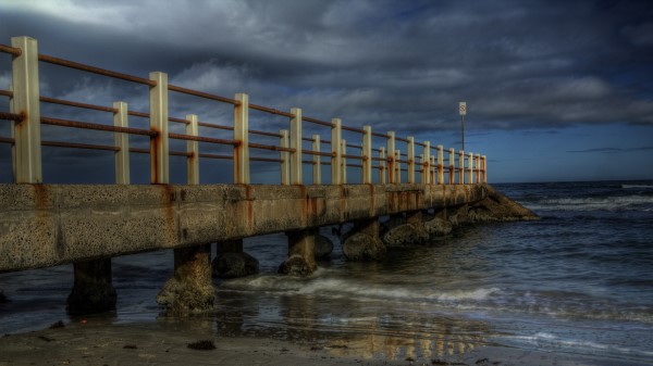 Twilight Bridge Beach Landscape wallpaper