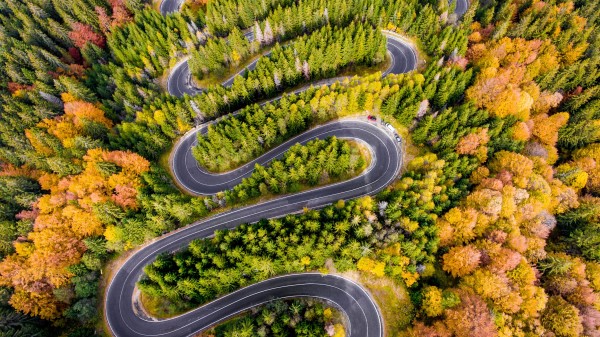 Winding Road Aerial View Wallpaper