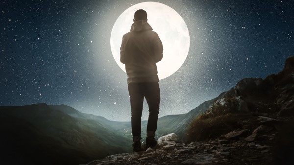 Silhouette Moon Mountains Wallpaper