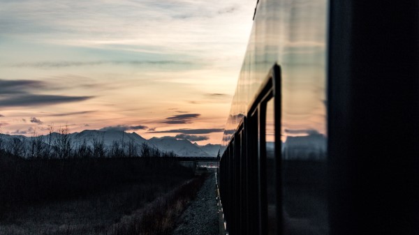 Train Sunset Mountains Wallpaper