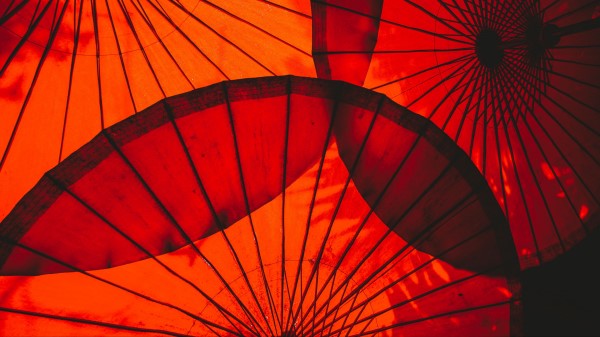 Umbrella Red Round Wallpaper