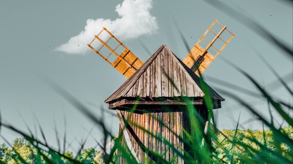 Windmill Old Wooden Wallpaper
