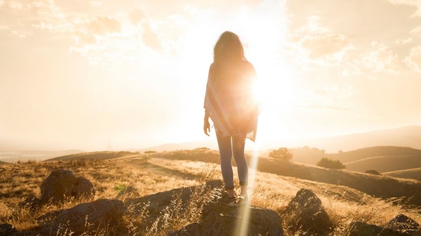 Woman Silhouette Sun Wallpaper