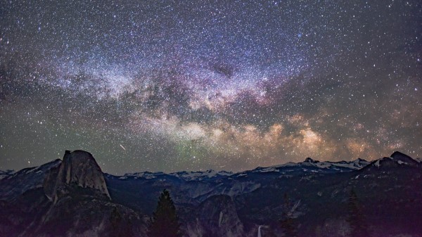 Starry Sky Mountains Galaxy Universe wallpaper