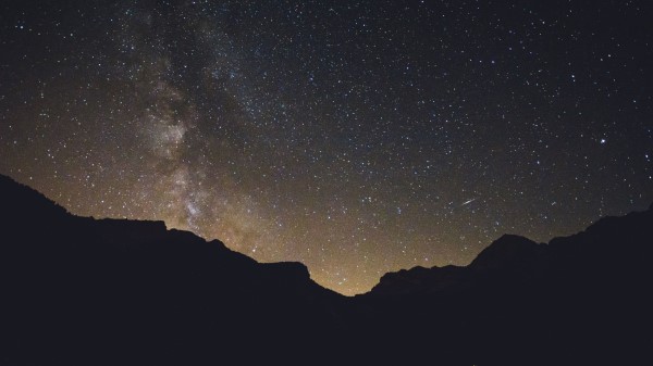 Starry Sky Mountains Radiance Wallpaper