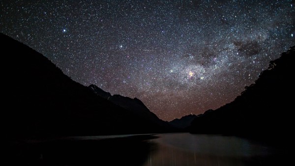 Starry Sky Night Mountains wallpaper