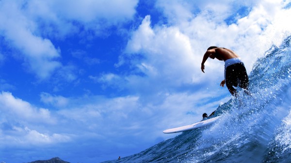 Sea Wave Spray Surf Clouds wallpaper