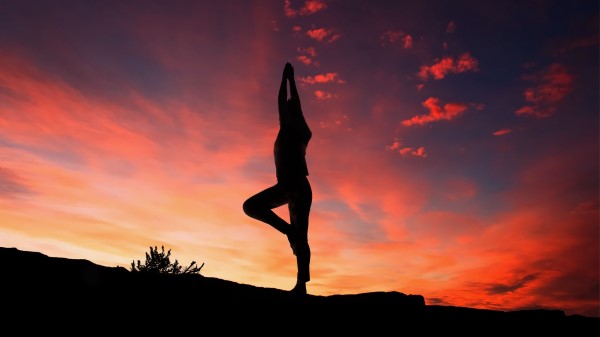 Yoga Silhouette Sunset Man Wallpaper