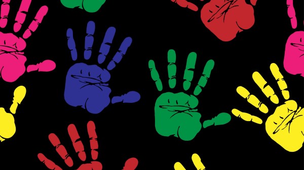 Hands Prints Art Multi Colored Wallpaper
