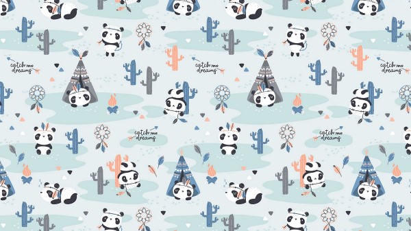 Pandas Pattern Cute Wallpaper