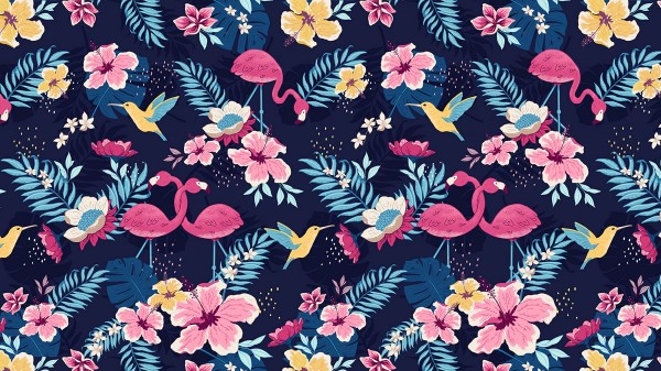 Pattern Flowers Birds wallpaper