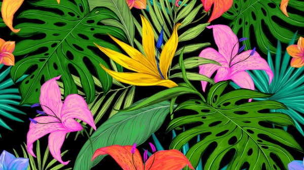 Pattern Tropical Flowers Wallpaper