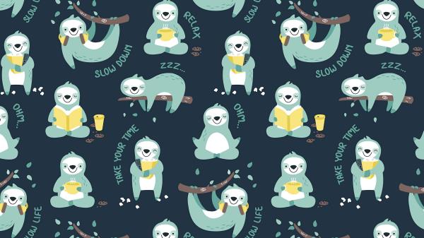 Sloths Relaxation Pattern Wallpaper