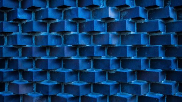 Wall Bricks Blue Wallpaper