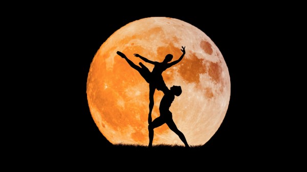 Ballet Moon Silhouette Wallpaper