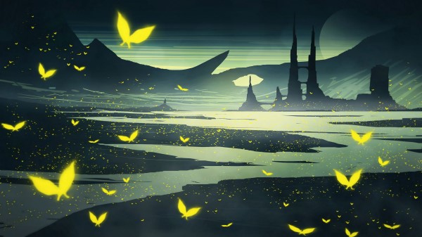 Landscape Butterflies Art Wallpaper