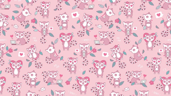 Lemurs Love Pattern wallpaper