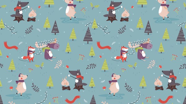 Pattern Animals New Year wallpaper