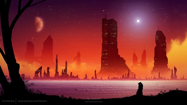 Silhouettes Pair Kiss Wallpaper