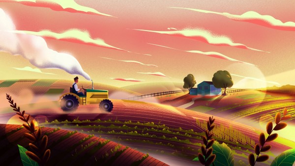 Tractor Field Art Wallpaper