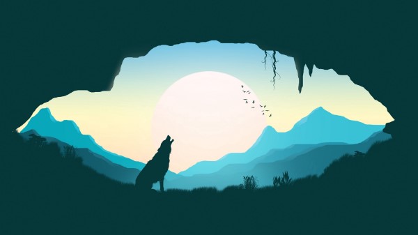 Wolf Silhouette Art Wallpaper