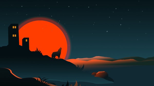 Wolf Silhouette Building wallpaper