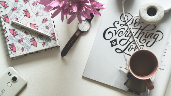Cup Coffee Headphones Inscription wallpaper