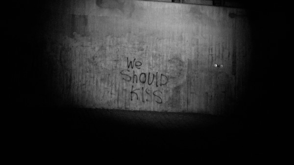 Kiss Inscription Bw wallpaper